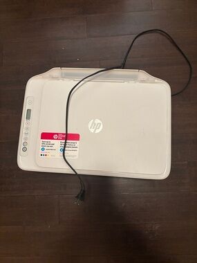 HP White All-in-One Printer with Black Power Cord